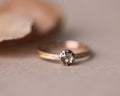 One-of-a-kind brown-grey rose-cut diamond laurel ring in 18ct rose gold