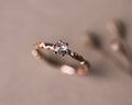 One-of-a-kind rose-cut diamond floral carved ring in 18ct rose gold