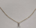 white diamond necklace 2.5mm 9ct gold pendant fine chain handmade London