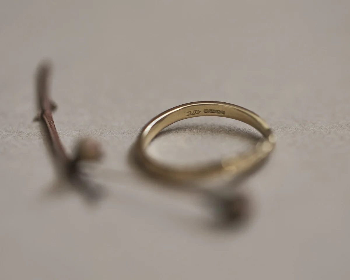 Back view of 18ct yellow gold wishbone ring with smooth interior