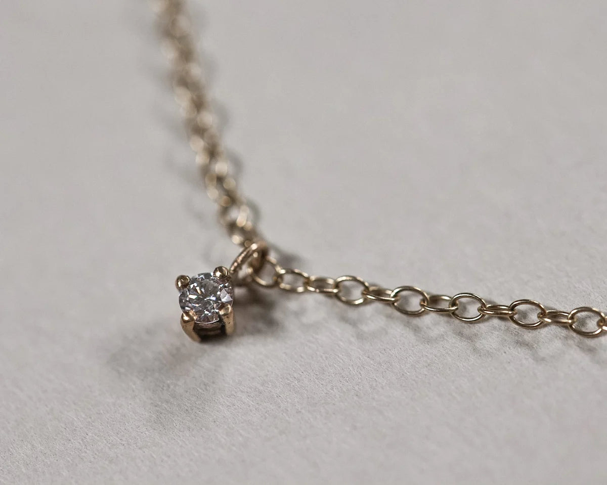 fine gold chain minimalist diamond necklace 9ct gold