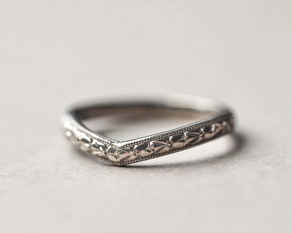 milled edge detail white gold wishbone wedding ring 2.5mm