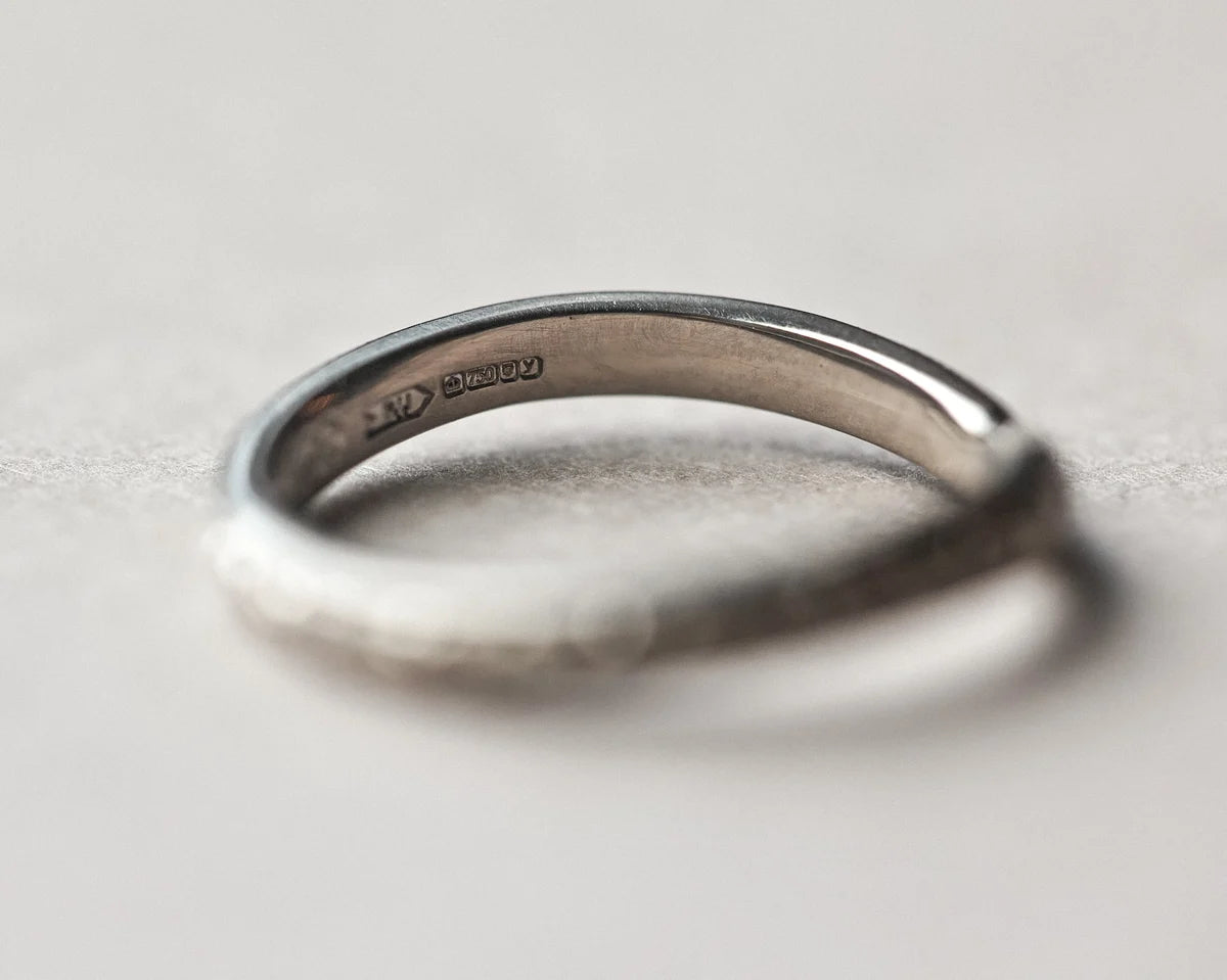 2.5mm Orange Blossom Engraved Wishbone Wedding Ring in 18ct White Gold