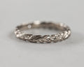white gold wedding band 3mm laurel leaf engraving minimalist ring