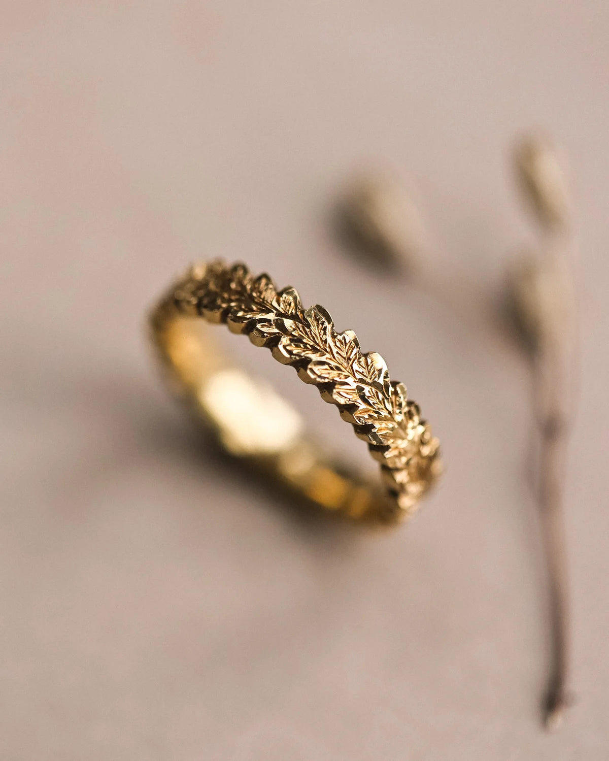 organic carved finish 18ct gold ring natural texture