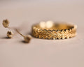 4mm 18ct gold oak leaf carved wedding ring flat court band