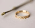 fir tree pattern engraved detail gold ring