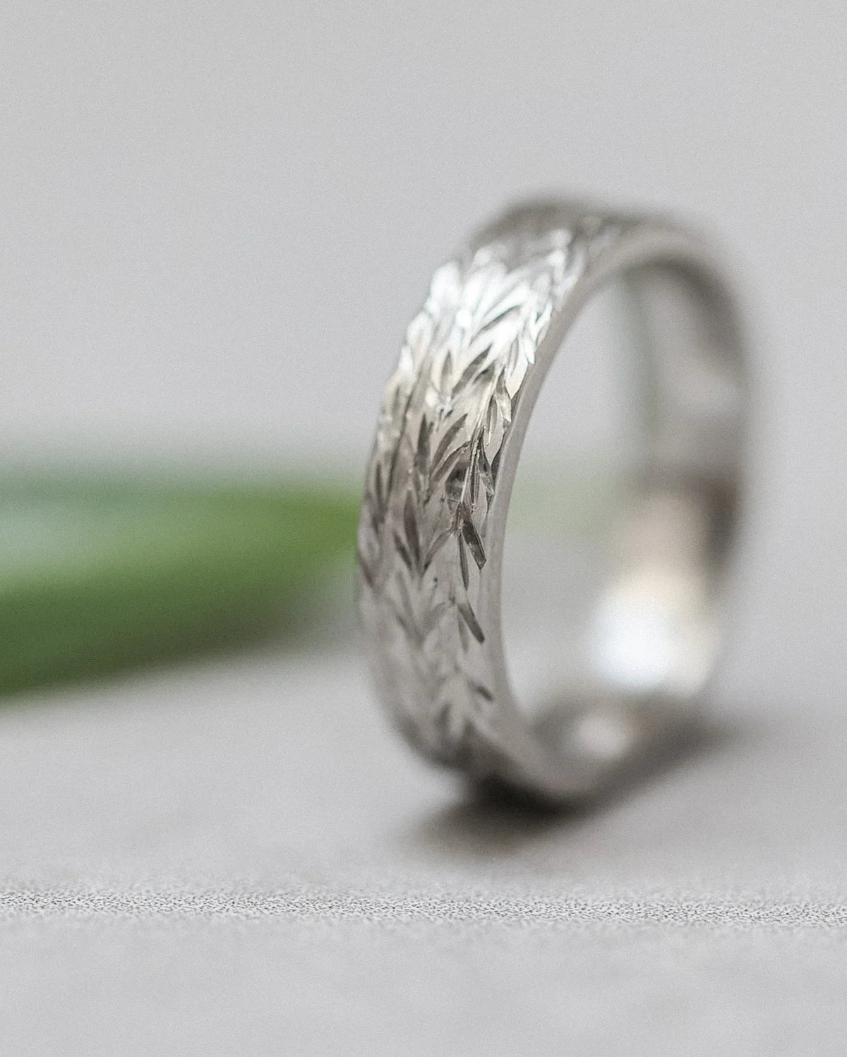 herringbone engraving detail platinum wedding ring 5mm band