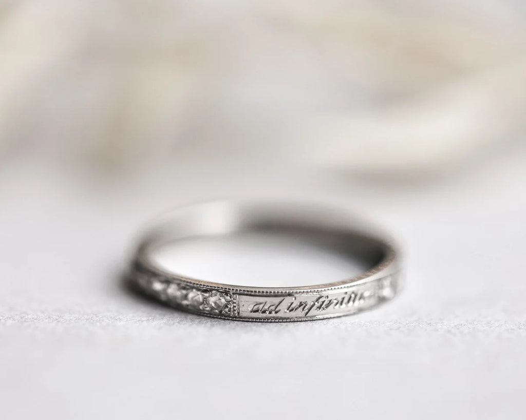 ad infinitum engraving detail platinum eternity ring
