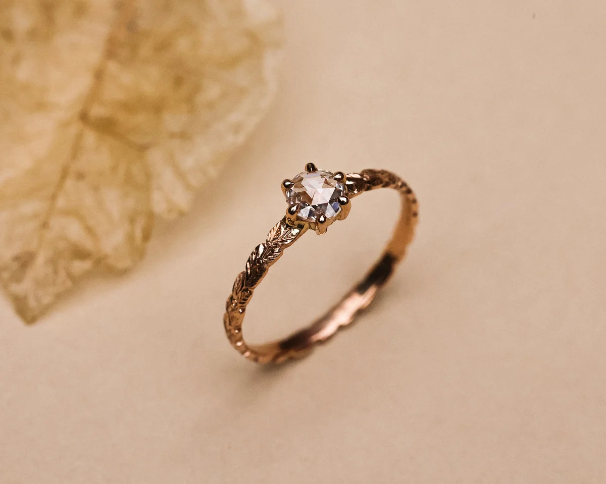 Handmade rose gold diamond engagement ring