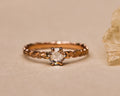 18ct rose gold rose-cut diamond laurel leaf ring