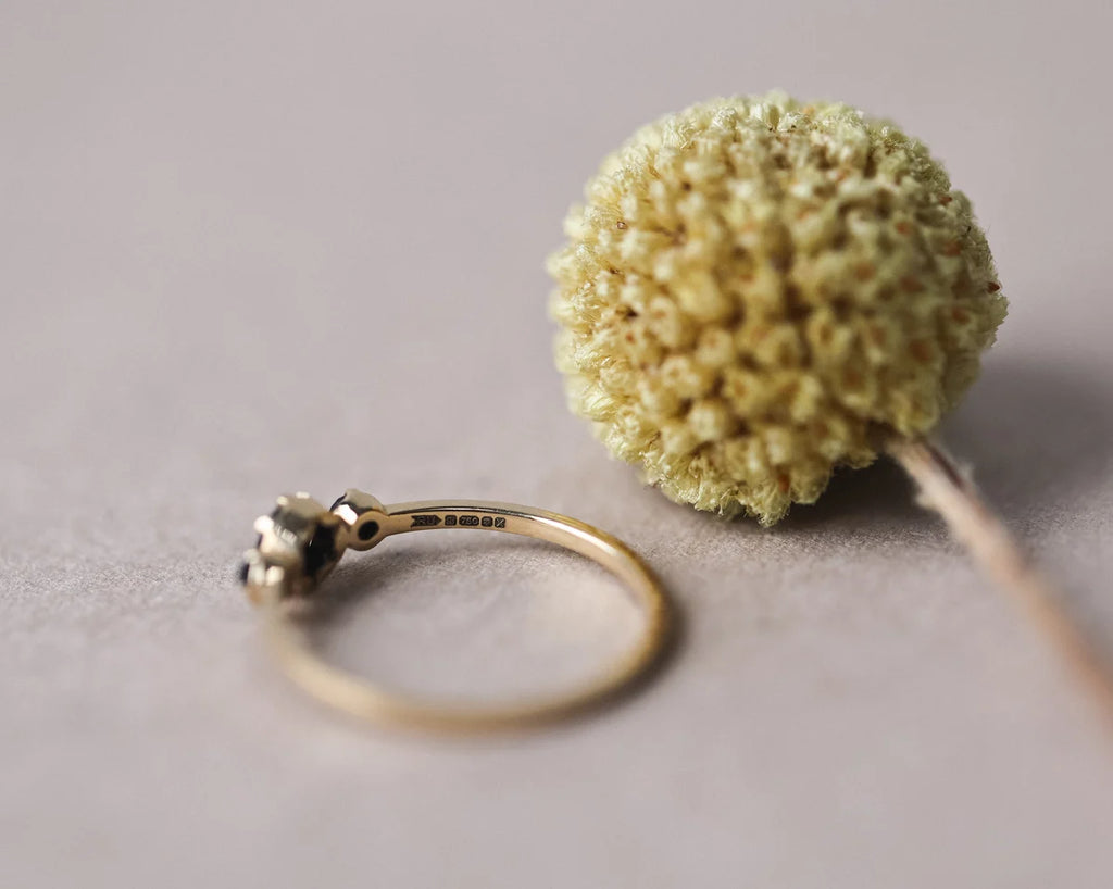 One-of-a-Kind Black Rose-Cut Diamond Trilogy Ring in 18ct Gold