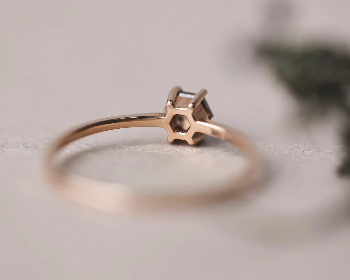 One-of-a-Kind Hexagonal Diamond Ring in 18ct Rose Gold