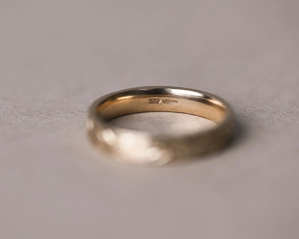 Back view of 9ct yellow gold flat court wedding ring