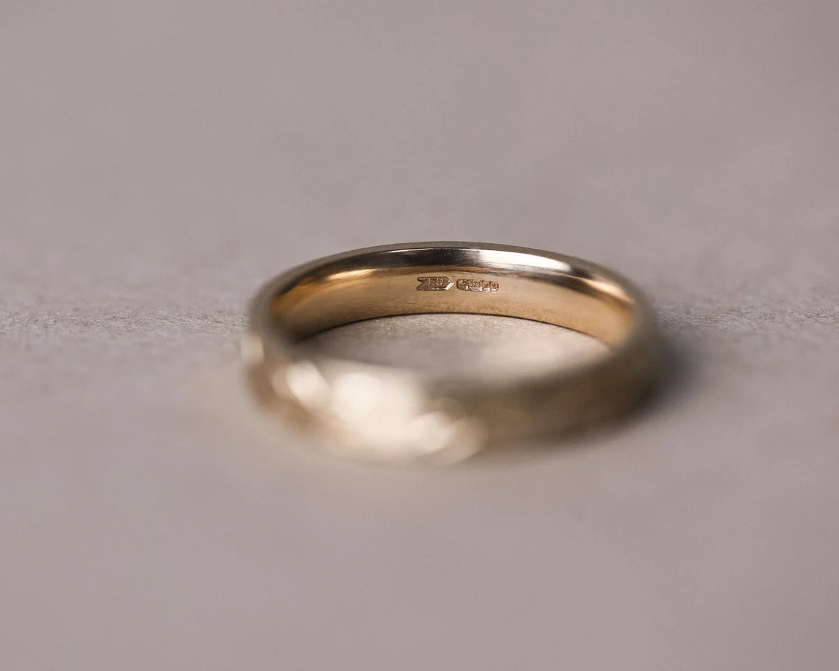 Back view of 9ct yellow gold flat court wedding ring