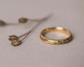 olive leaf engraved wedding ring 18ct yellow gold 3mm milled edge handmade London