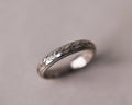 4mm olive leaf and milled edge wedding ring in 18ct white gold