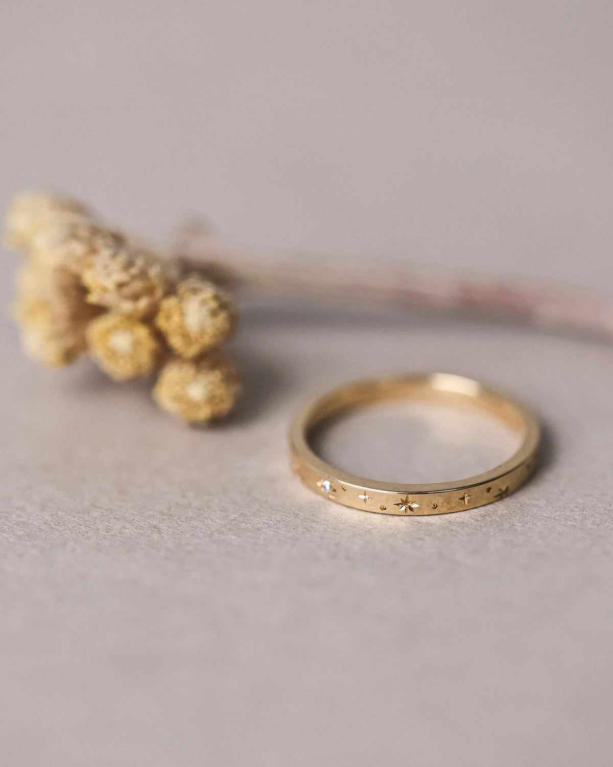  Minimal star set diamond eternity ring in 18ct yellow gold