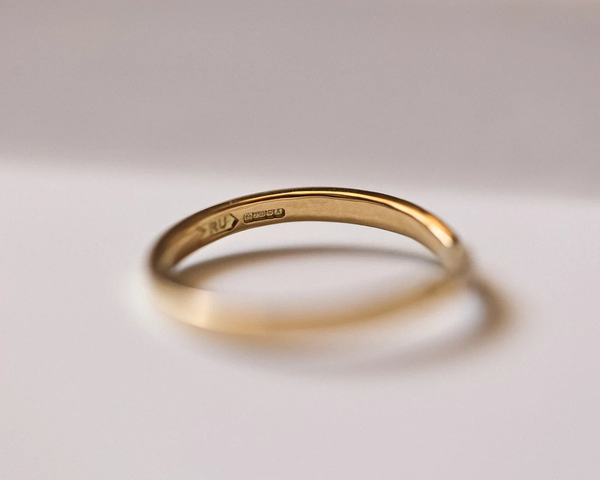 Back view of 18ct yellow gold wishbone ring with smooth interior