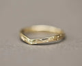 2mm pressed flower wishbone ring in 18ct yellow gold