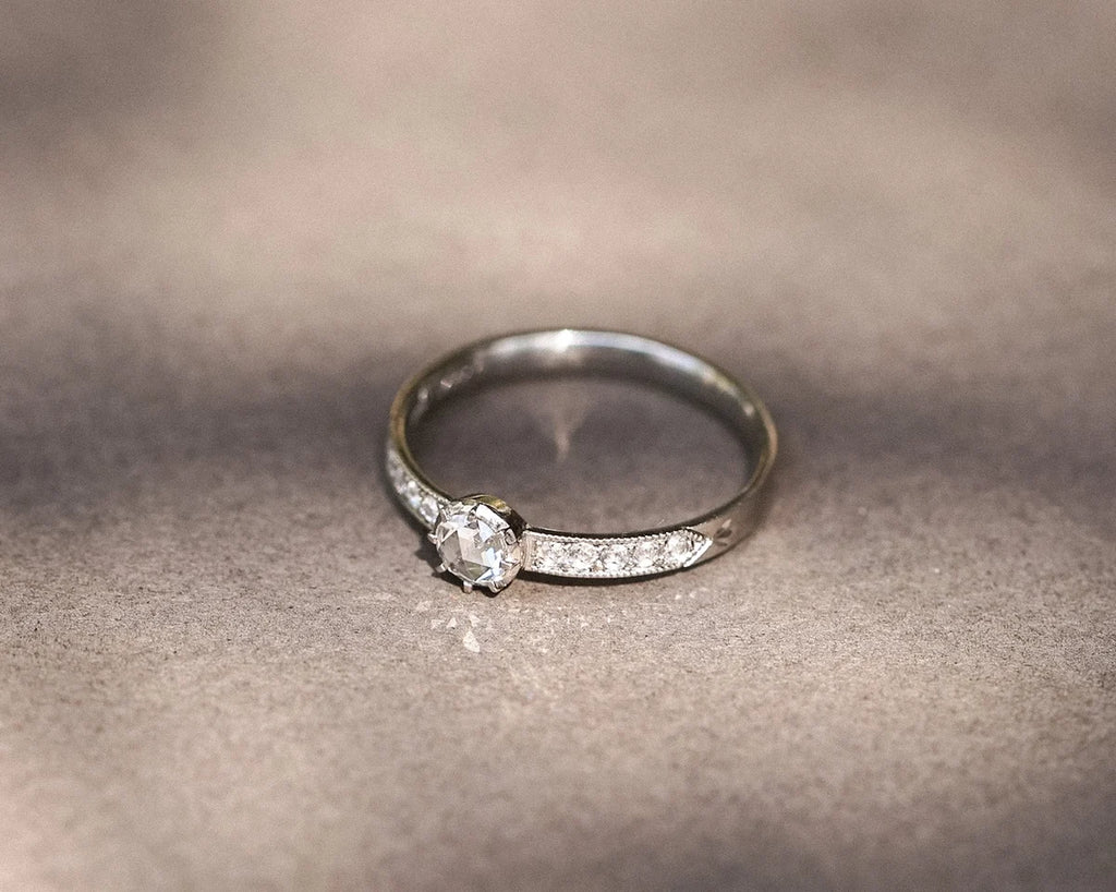 Vintage-inspired rose-cut diamond solitaire ring