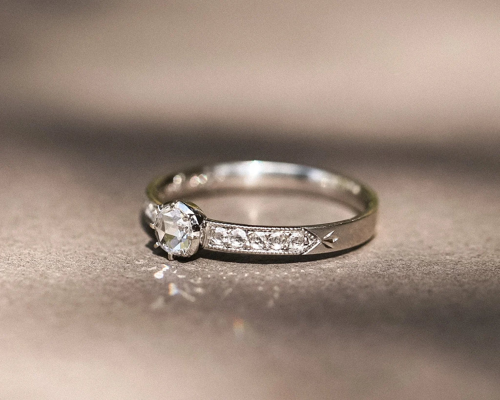 Artisan rose-cut diamond ring with traditional cut-down setting