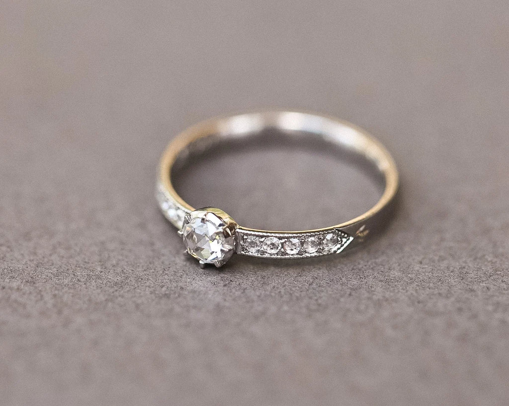 Delicate pavé diamond ring with handcrafted platinum band