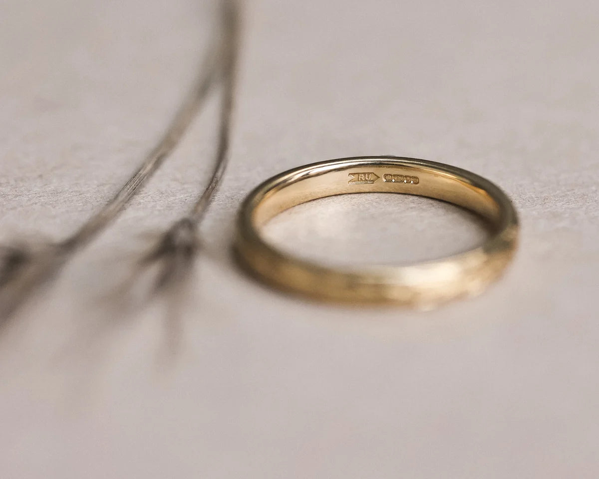 Back view of handmade 18ct yellow gold wedding ring