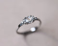 Platinum rose-cut diamond ring with six brilliant-cut diamond shoulders