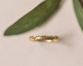3mm olive leaf engraved wedding ring in 9ct yellow gold