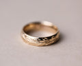 5mm olive leaf engraved court wedding ring in 9ct yellow gold