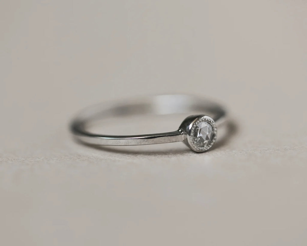 fine platinum band 1.1mm diamond ring side view minimalist