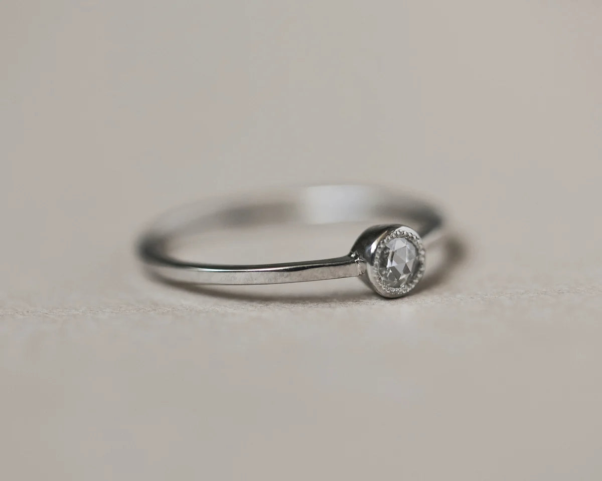fine platinum band 1.1mm diamond ring side view minimalist
