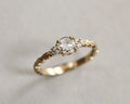 5mm rose-cut diamond laurel leaf ring in 18ct yellow gold
