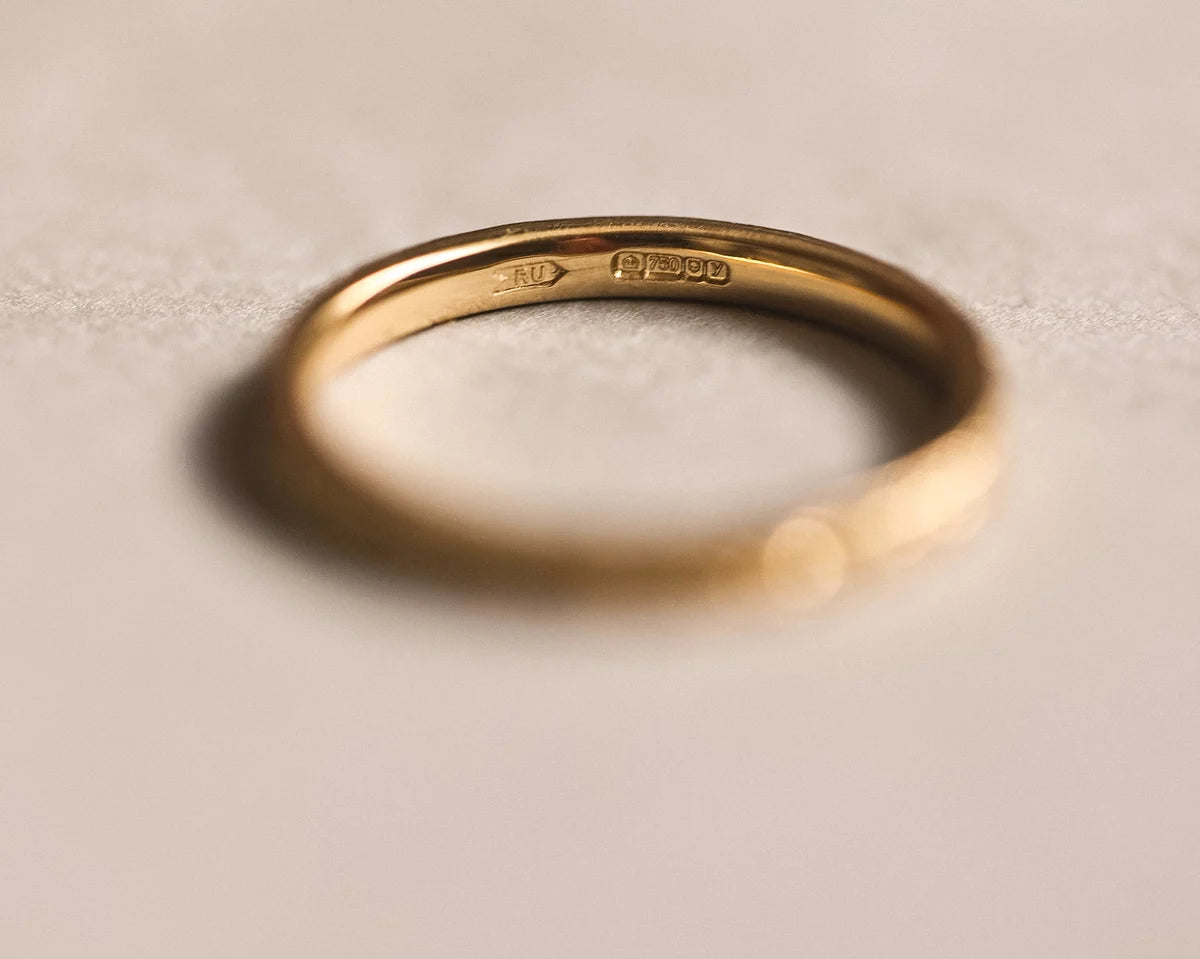 Back view of 18ct yellow gold flat court wedding band
