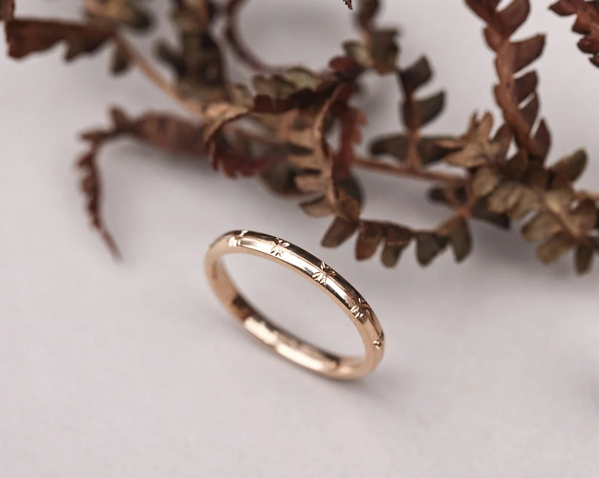 cleavers engraving detail wedding ring 18ct rose gold