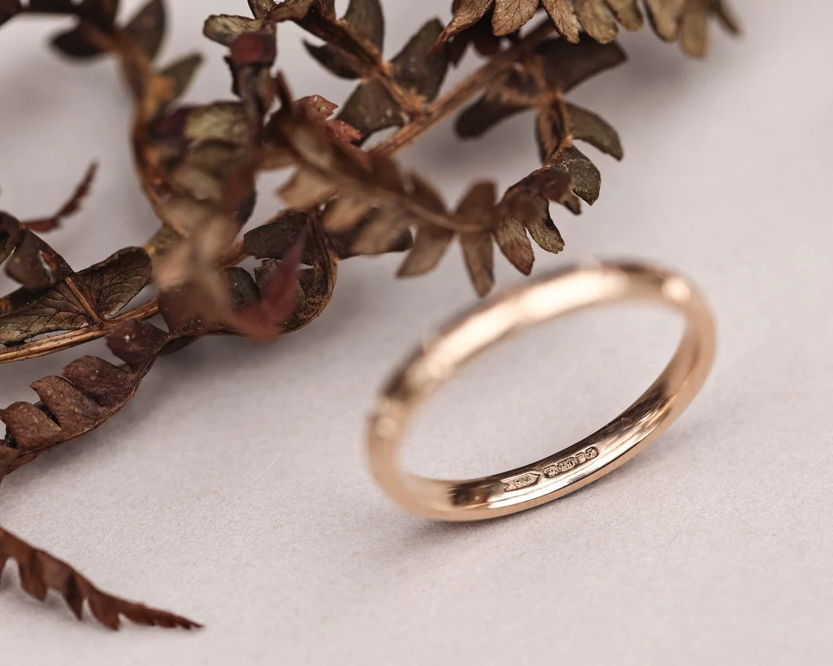 2mm Cleavers Engraved Wedding Ring in 18ct Rose Gold