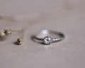 4mm rose-cut diamond faceted ring in platinum