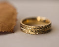 6mm herringbone engraved flat court wedding ring in 18ct yellow gold