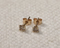 2.5mm champagne diamond stud earrings 9ct gold claw setting