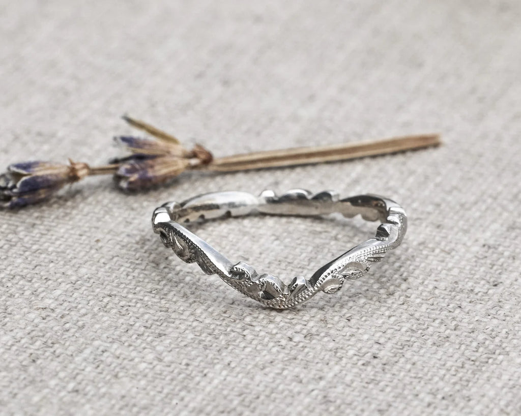 wishbone wedding ring flat court V shape handmade London