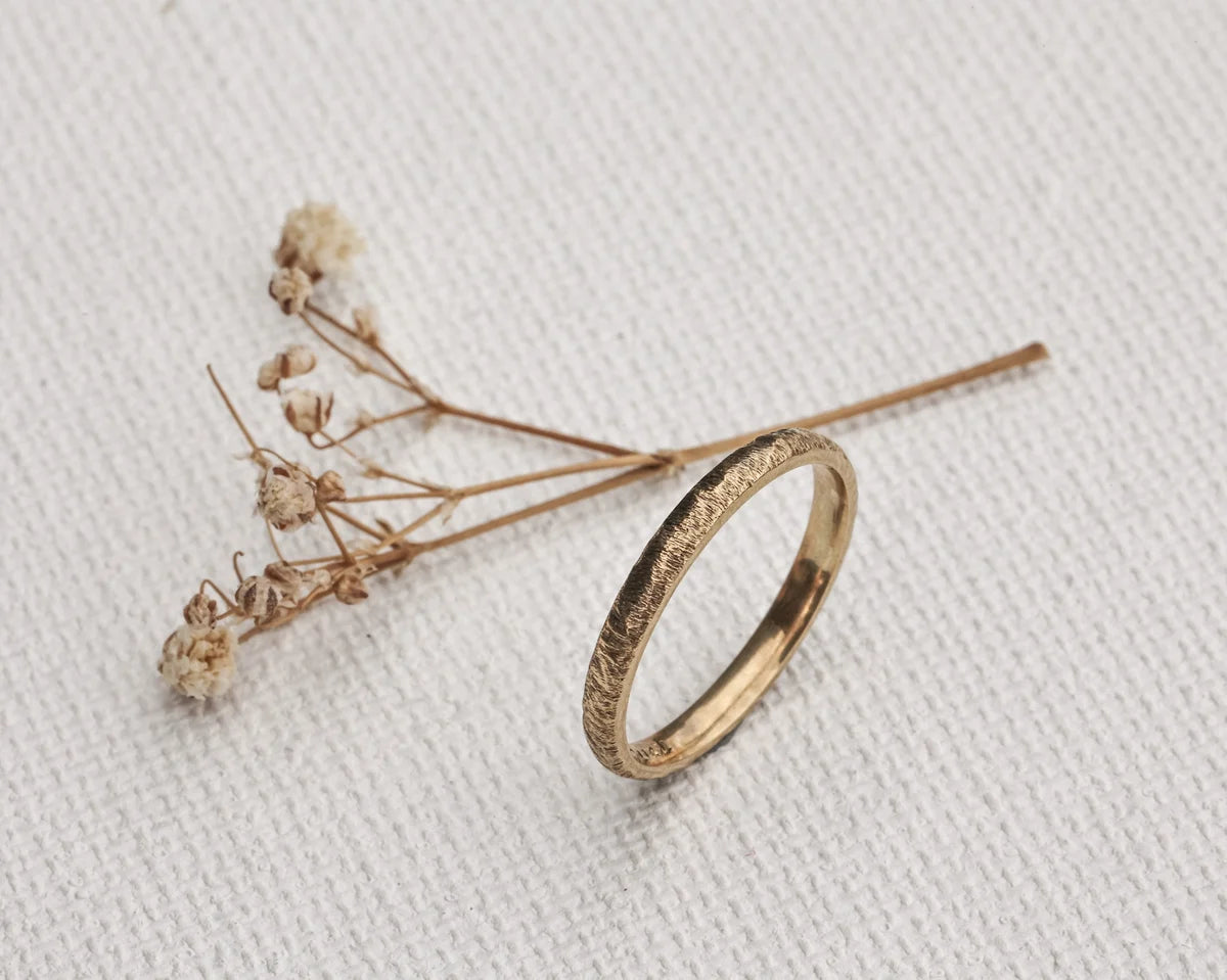 slim gold ring textured horn finish minimalist band
