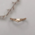 floral engraved wishbone wedding ring 18ct rose gold 2mm handmade London