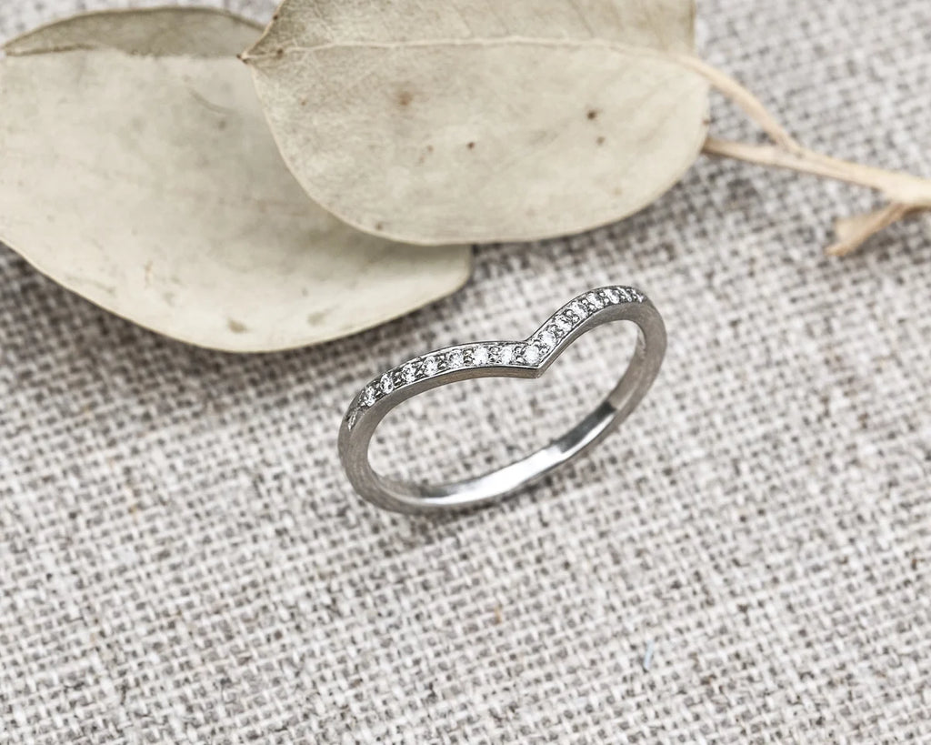 fine diamond wishbone ring platinum 1.5mm pavé set band