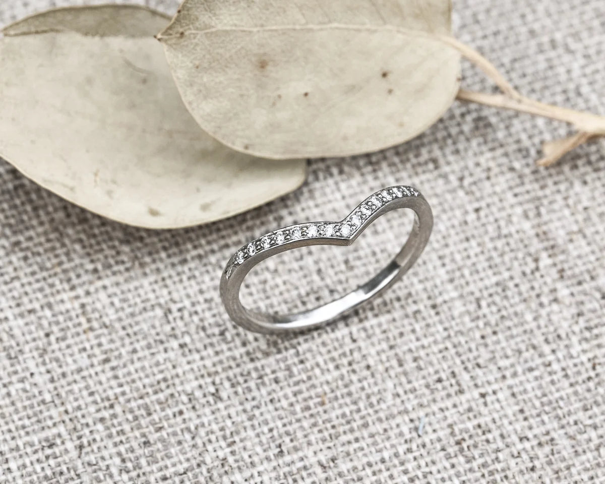 fine diamond wishbone ring platinum 1.5mm pavé set band