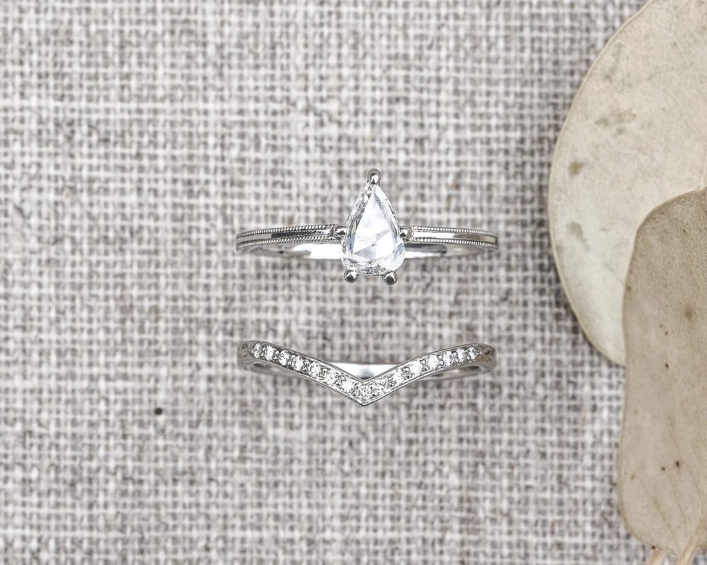 stacking diamond ring platinum pavé slim band