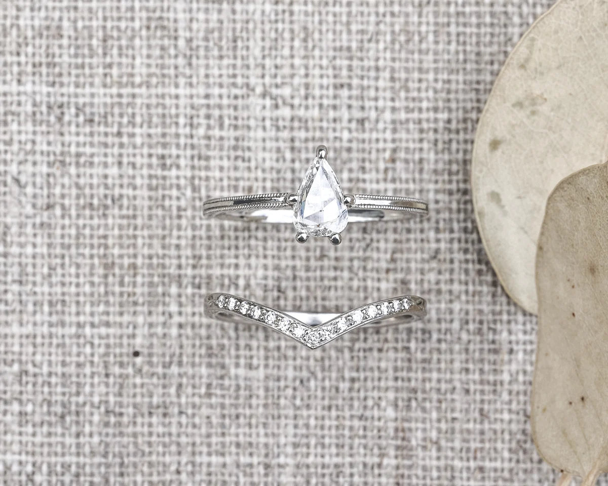 stacking diamond ring platinum pavé slim band