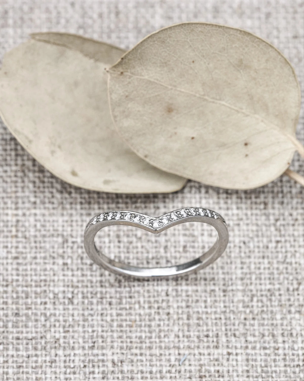 1.5mm platinum diamond wishbone ring pavé semi eternity band