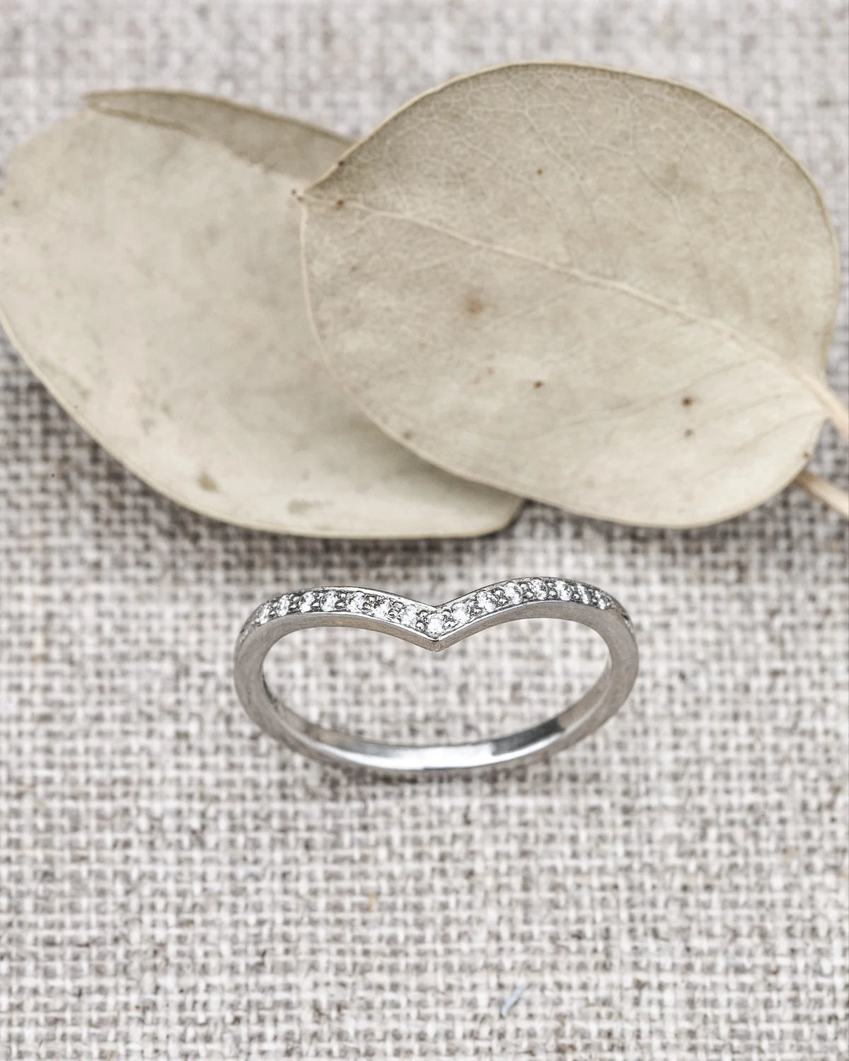 1.5mm platinum diamond wishbone ring pavé semi eternity band